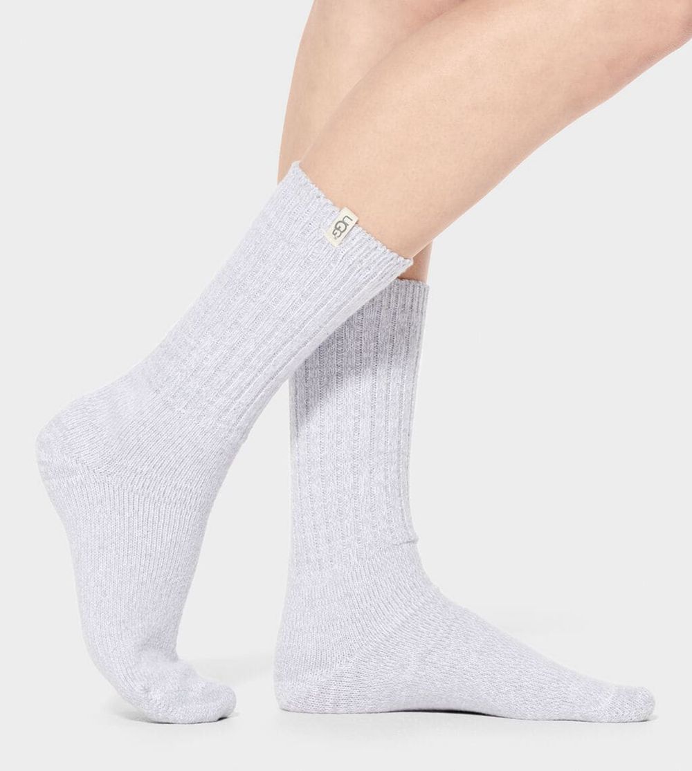 Ugg Rib Knit Slouchy Crew - Womens Socks - Icelandic Blue - NZ (5461TWXIZ)